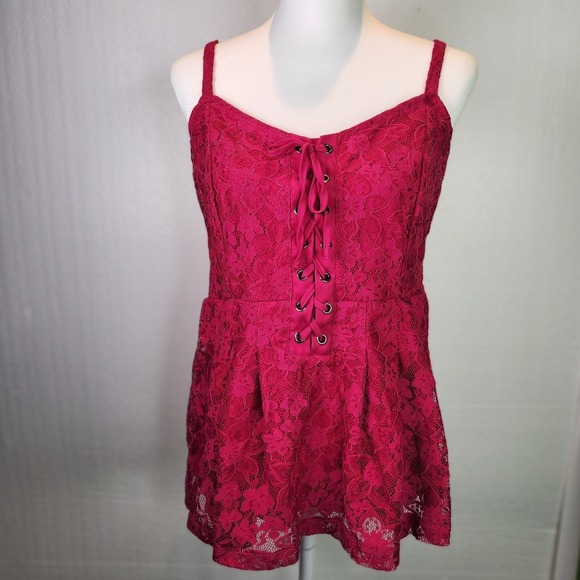 torrid Tops - Torrid Red Lace Corset Top Size 1 Coquette Femme Valentine Glam Sexy